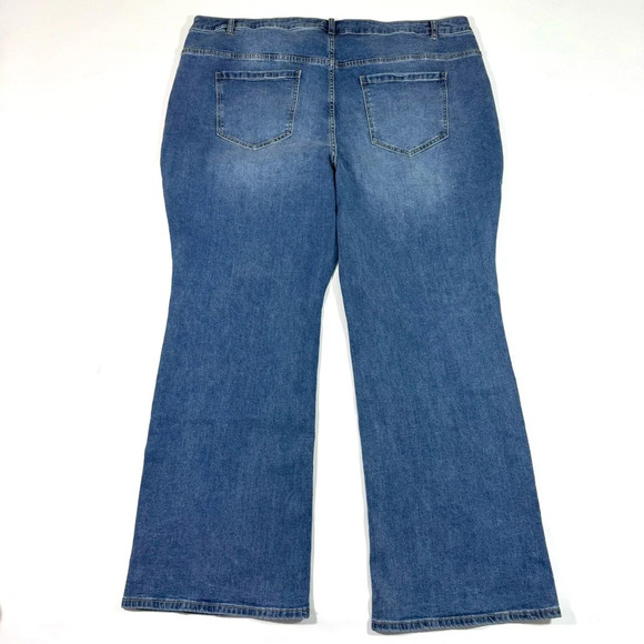 Eloquii Naomi Flare Jeans Size 26 Ripped Knee - Picture 3 of 9